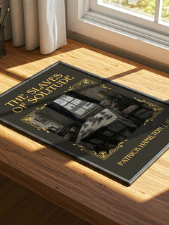 The Slaves of Solitude Classic Book Art Print by Patrick Hamilton – print on a sunlit desk