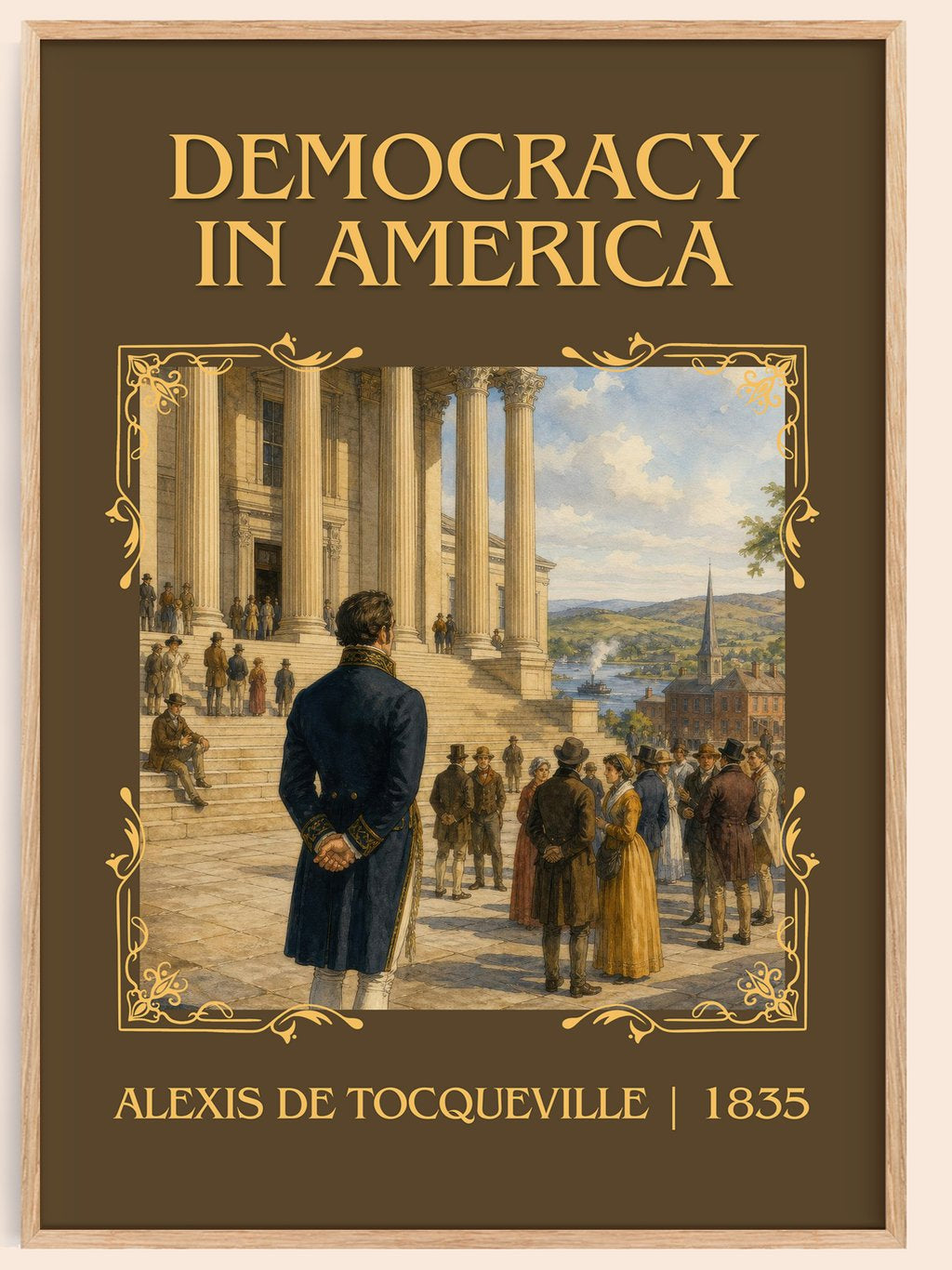 Democracy in America Classic Book Art Print by Alexis de Tocqueville – book poster