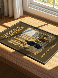 Democracy in America Classic Book Art Print by Alexis de Tocqueville – print on a sunlit desk