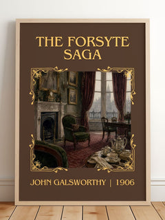 The Forsyte Saga Classic Book Art Print by John Galsworthy – framed print leaning on a wooden floor