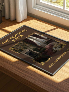 The Forsyte Saga Classic Book Art Print by John Galsworthy – print on a sunlit desk