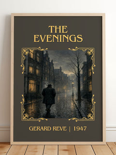 The Evenings Classic Book Art Print by Gerard Reve – framed print leaning on a wooden floor
