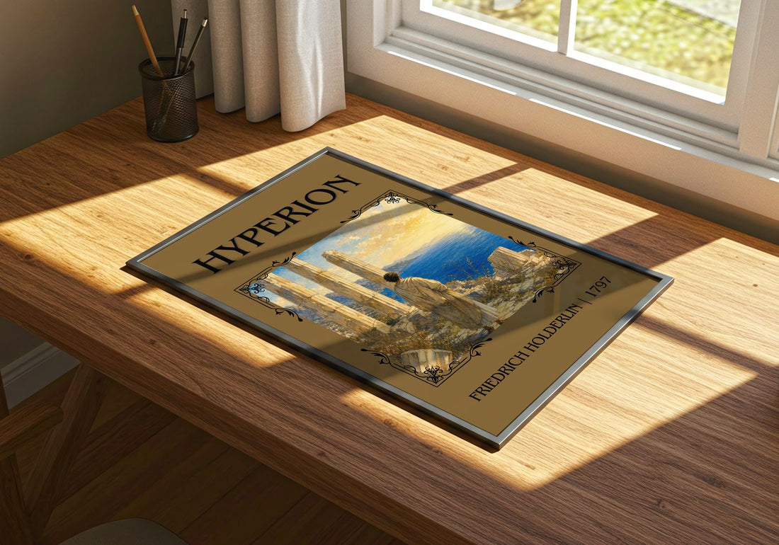 Hyperion Classic Book Art Print by Friedrich Holderlin – print on a sunlit desk