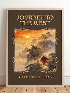 Journey to the West Classic Book Art Print by Wu Cheng'en – framed print leaning on a wooden floor