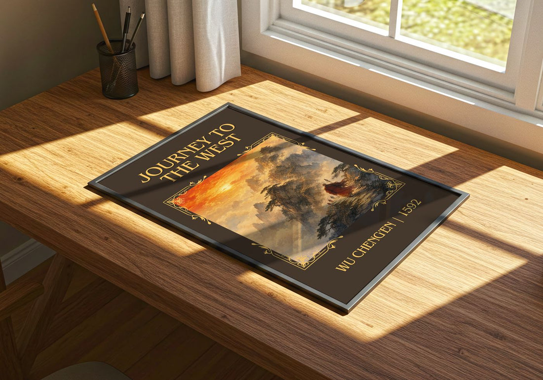 Journey to the West Classic Book Art Print by Wu Cheng'en – print on a sunlit desk