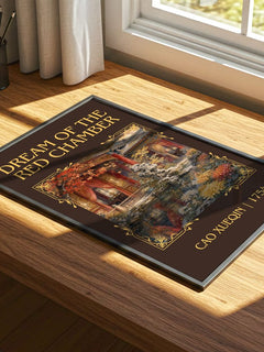 Dream of the Red Chamber Classic Book Art Print by Cao Xueqin – print on a sunlit desk