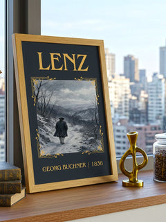 Lenz Classic Book Art Print by Georg Buchner – framed print on a city-view windowsill