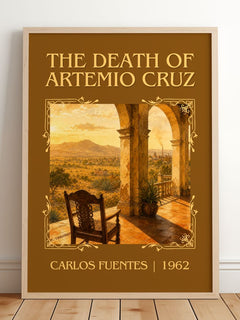 The Death of Artemio Cruz Classic Book Art Print by Carlos Fuentes – framed print leaning on a wooden floor