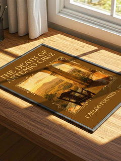 The Death of Artemio Cruz Classic Book Art Print by Carlos Fuentes – print on a sunlit desk