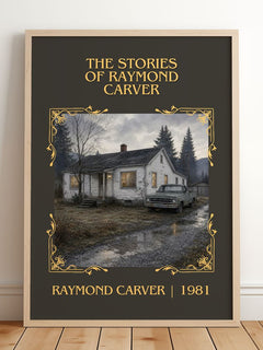 The Stories of Raymond Carver Classic Book Art Print by Raymond Carver – framed print leaning on a wooden floor