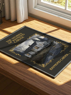 The Stories of Raymond Carver Classic Book Art Print by Raymond Carver – print on a sunlit desk