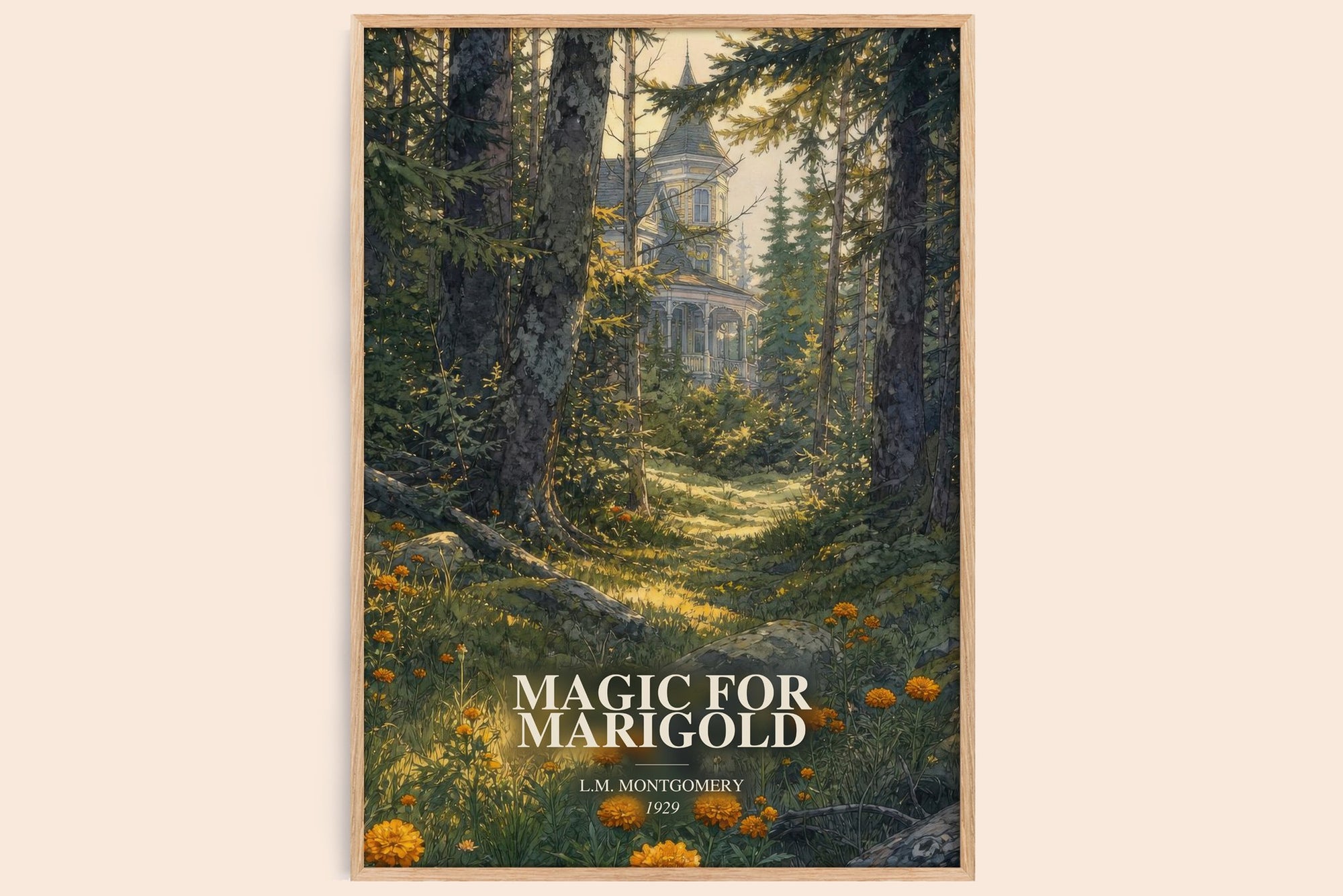 Magic For Marigold watercolour book poster by L.M. Montgomery – framed literary art print