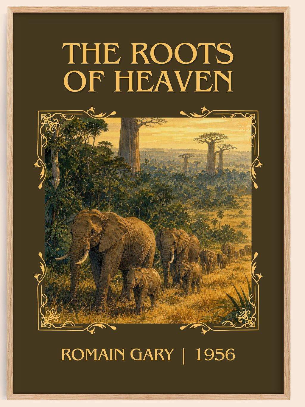 The Roots of Heaven Classic Book Art Print by Romain Gary – book poster
