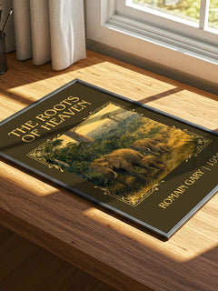 The Roots of Heaven Classic Book Art Print by Romain Gary – print on a sunlit desk
