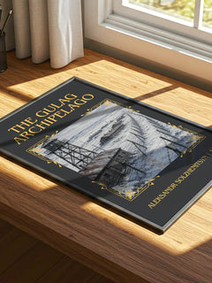 The Gulag Archipelago Classic Book Art Print by Aleksandr Solzhenitsyn – print on a sunlit desk