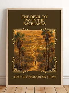 Devil to Pay in the Backlands Classic Book Art Print by J. Rosa – framed print leaning on a wooden floor