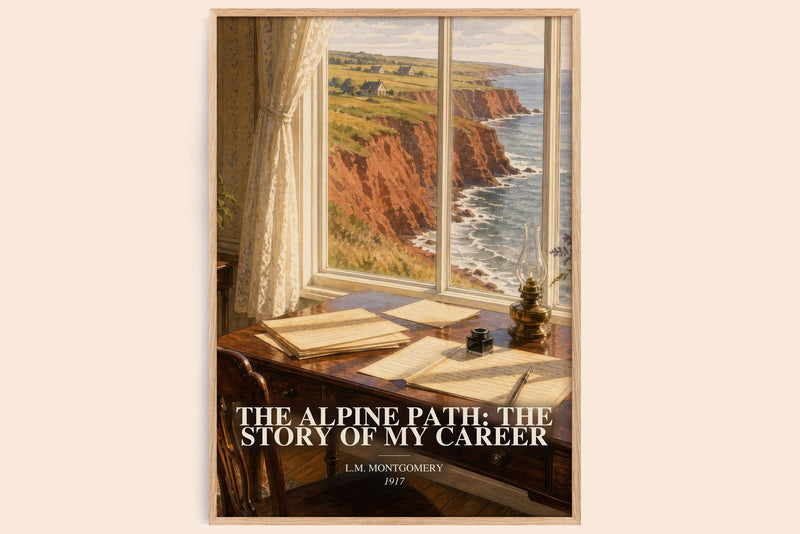The Alpine Path: The Story Of My Career watercolour book poster by L.M. Montgomery – framed literary art print