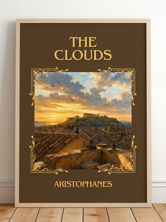The Clouds Classic Book Art Print by Aristophanes – framed print leaning on a wooden floor