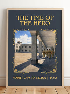 The Time of the Hero Classic Book Art Print by Mario Vargas Llosa – framed print leaning on a wooden floor