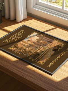 Adventures of Peregrine Pickle Classic Book Art Print by T. Smollett – print on a sunlit desk