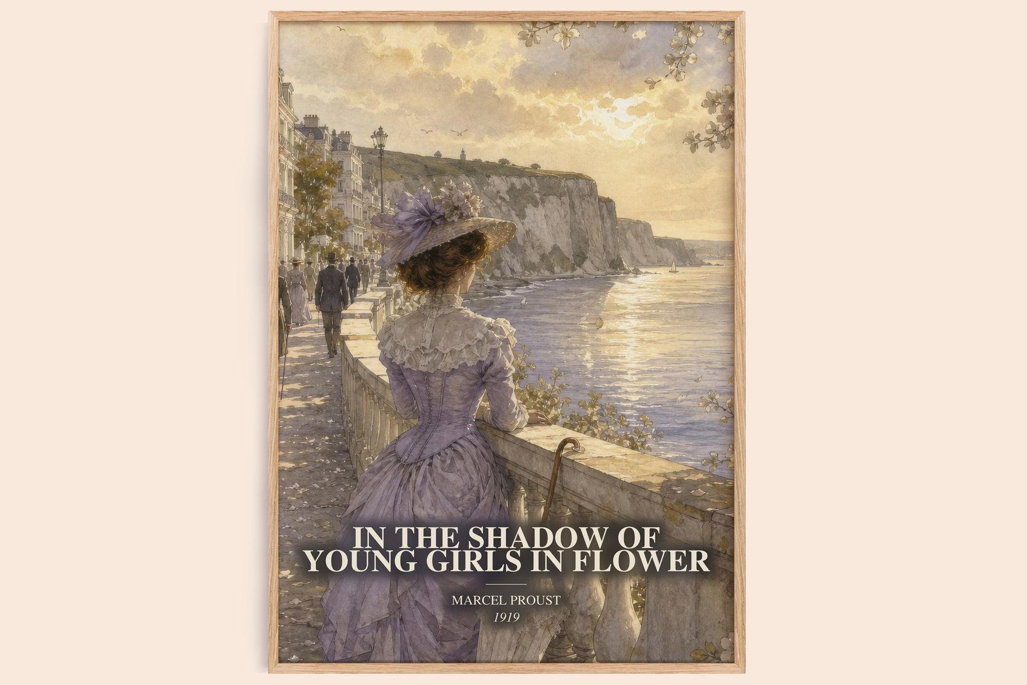In The Shadow Of Young Girls In Flower watercolour book poster by Marcel Proust – framed literary art print