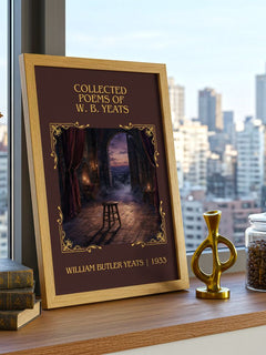 Collected Poems of W. B. Yeats Classic Book Art Print by W. Yeats – framed print on a city-view windowsill