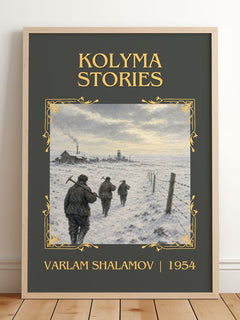 Kolyma Stories Classic Book Art Print by Varlam Shalamov – framed print leaning on a wooden floor