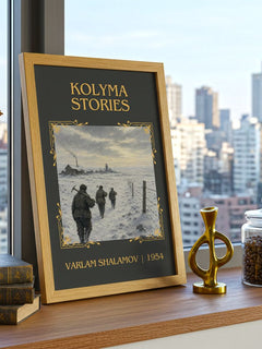 Kolyma Stories Classic Book Art Print by Varlam Shalamov – framed print on a city-view windowsill