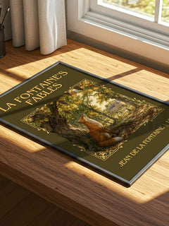 La Fontaine's Fables Classic Book Art Print by Jean de La Fontaine – print on a sunlit desk