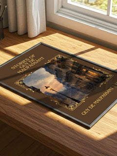 Stories of Guy de Maupassant Classic Book Art Print by G. Maupassant – print on a sunlit desk