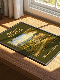 Indian Summer Classic Book Art Print by Adalbert Stifter – print on a sunlit desk