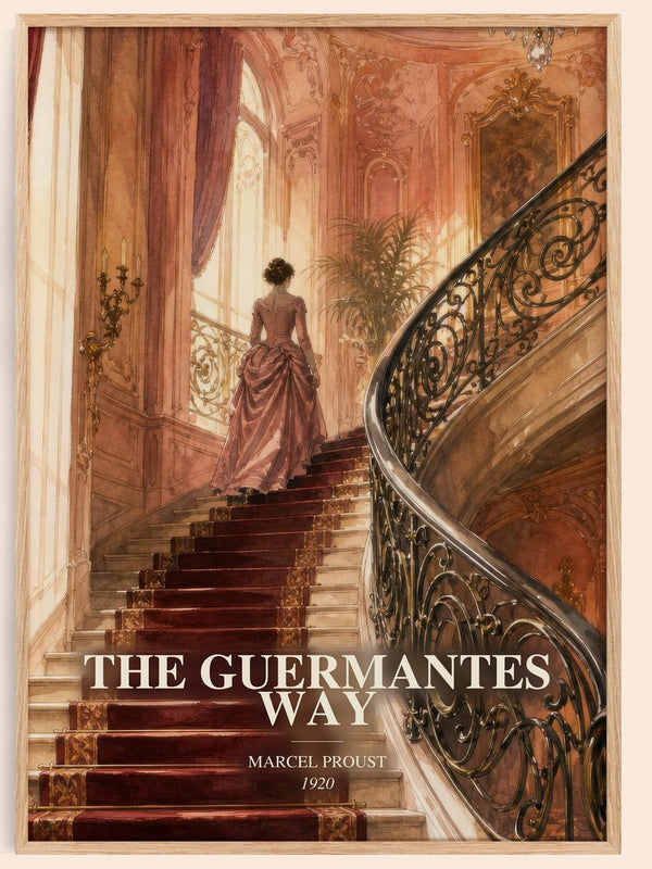 The Guermantes Way watercolour book poster by Marcel Proust – framed literary art print