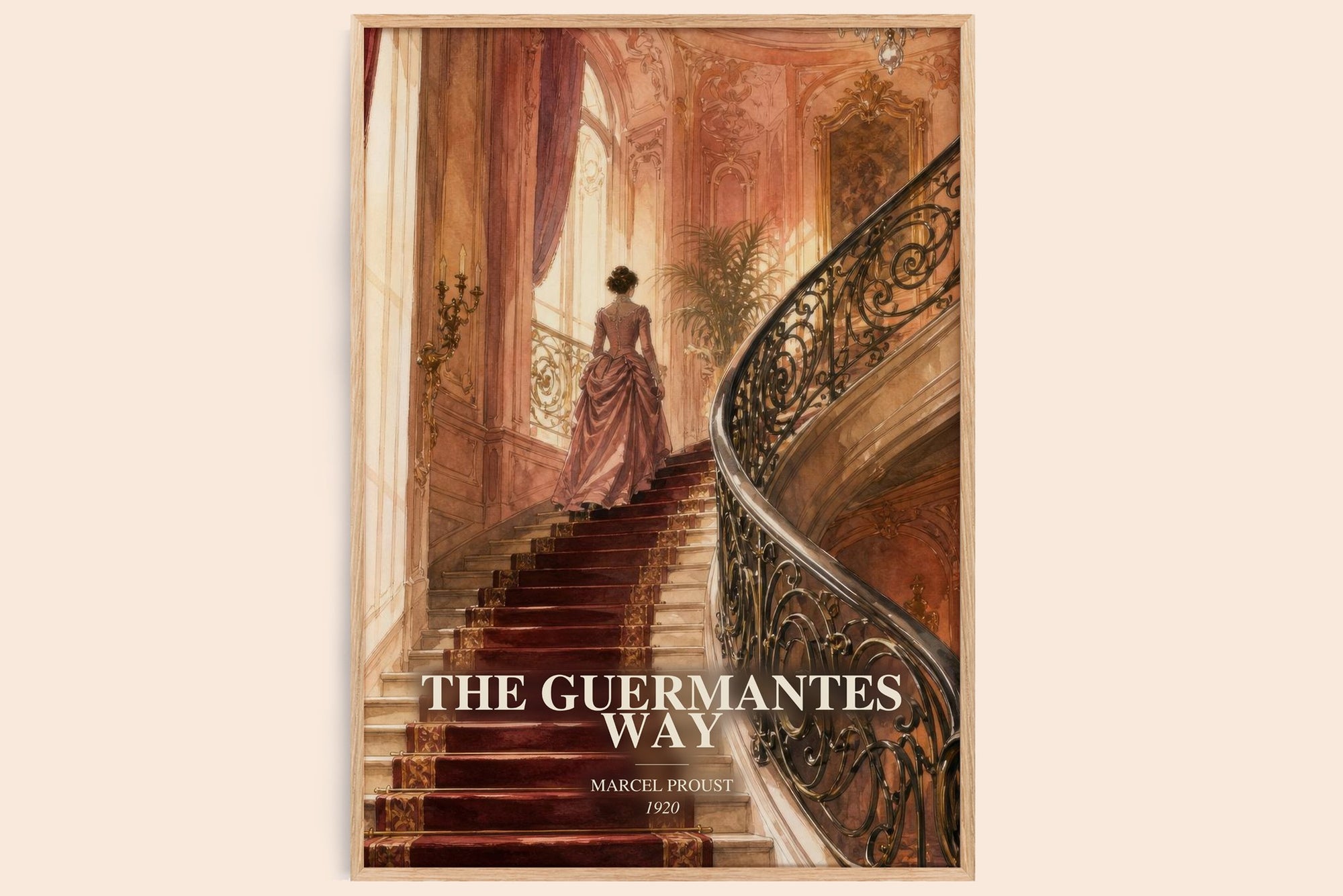 The Guermantes Way watercolour book poster by Marcel Proust – framed literary art print