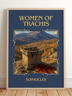 Women of Trachis Classic Book Art Print by Sophocles – framed print leaning on a wooden floor