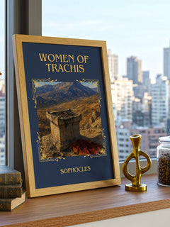 Women of Trachis Classic Book Art Print by Sophocles – framed print on a city-view windowsill