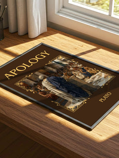 Apology Classic Book Art Print by Plato – print on a sunlit desk