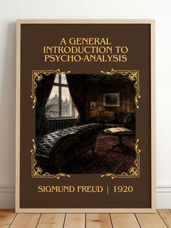 A General Introduction to Psycho-Analysis Classic Book Art Print by Sigmund Freud – framed print leaning on a wooden floor