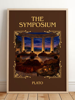 The Symposium Classic Book Art Print by Plato – framed print leaning on a wooden floor