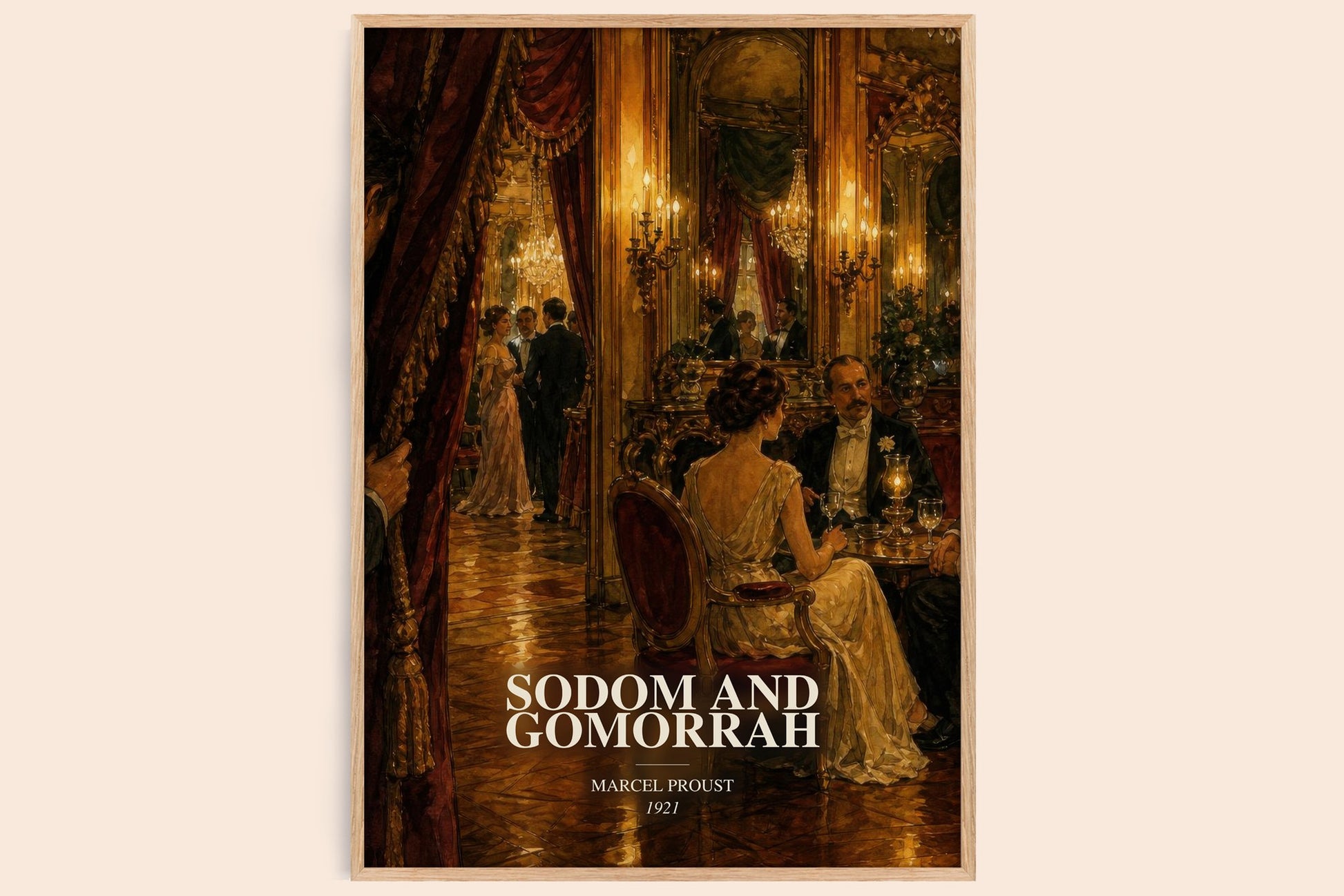 Sodom And Gomorrah watercolour book poster by Marcel Proust – framed literary art print