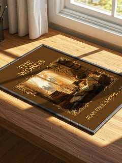 The Words Classic Book Art Print by Jean Paul Sartre – print on a sunlit desk