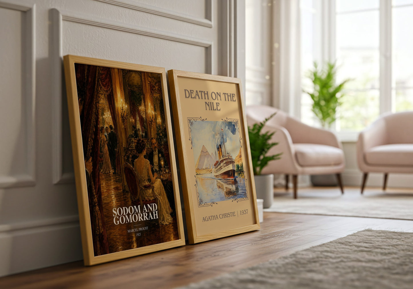 Sodom And Gomorrah watercolour print framed by window – literary home decor