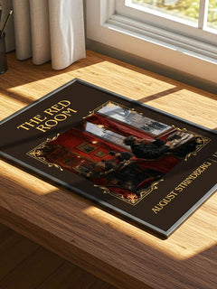 The Red Room Classic Book Art Print by August Strindberg – print on a sunlit desk