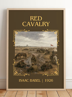 Red Cavalry Classic Book Art Print by Isaac Babel – framed print leaning on a wooden floor