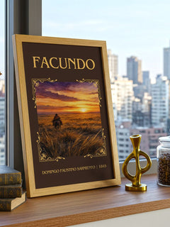 Facundo Classic Book Art Print by Domingo Faustino Sarmiento – framed print on a city-view windowsill