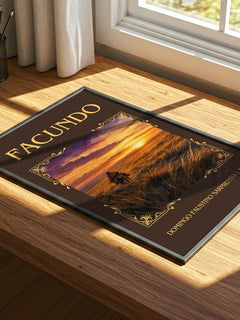 Facundo Classic Book Art Print by Domingo Faustino Sarmiento – print on a sunlit desk