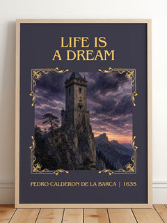 Life Is a Dream Classic Book Art Print by Pedro Calderón de la Barca – framed print leaning on a wooden floor