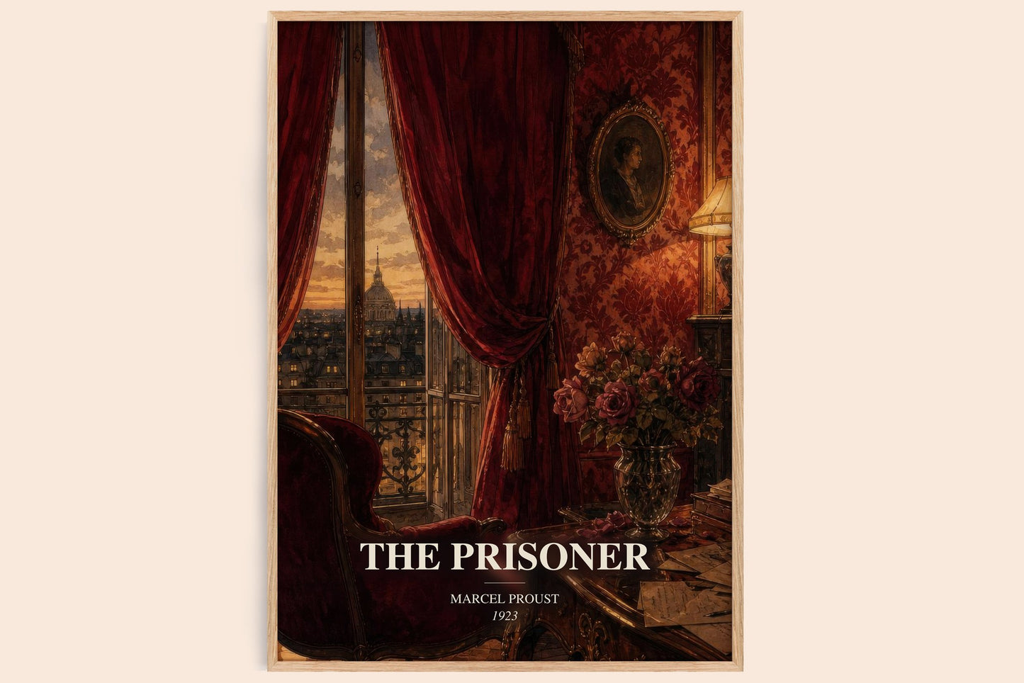 The Prisoner watercolour book poster by Marcel Proust – framed literary art print
