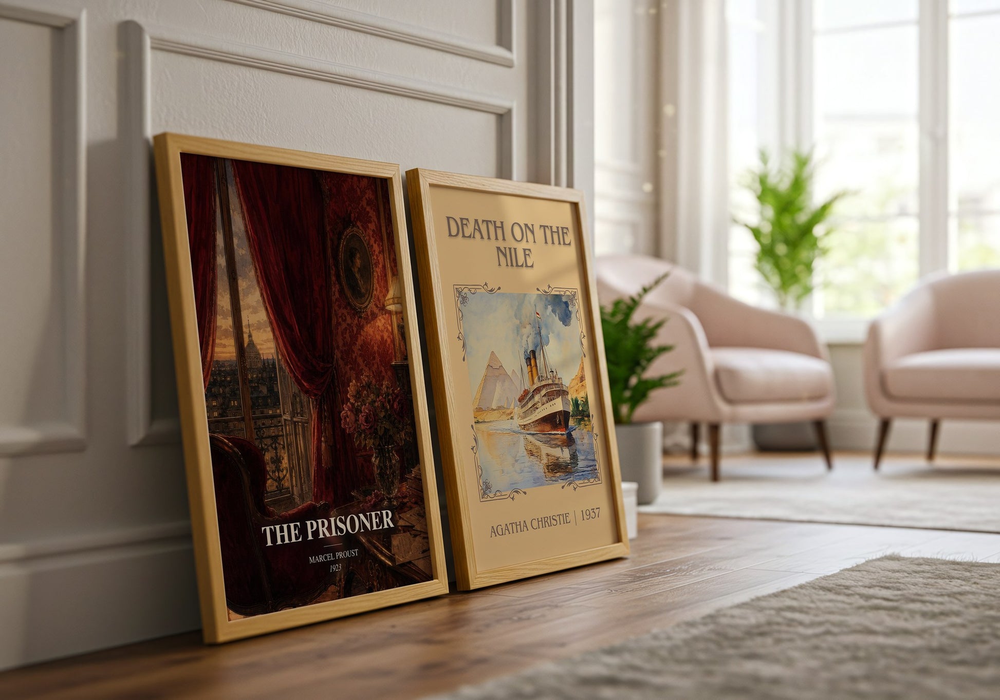 The Prisoner watercolour print framed by window – literary home decor