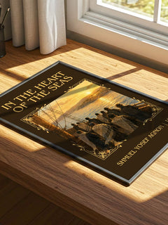 In The Heart Of The Seas Classic Book Art Print by Shmuel Yosef Agnon – print on a sunlit desk