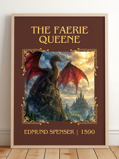 The Faerie Queene Classic Book Art Print by Edmund Spenser – framed print leaning on a wooden floor
